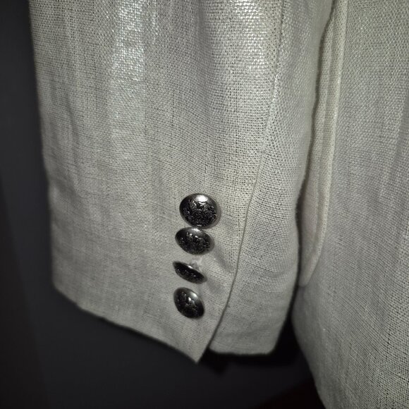 NWT Ralph Lauren White Silver Shimmer Linen Blazer Sz 6 - Picture 7 of 11